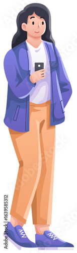 Woman standing while using phone