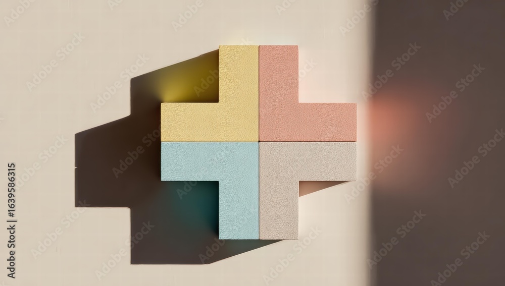 Obraz premium Bright colored textured blocks in geometric pattern: Graphic design, color theory, and modern art inspiration—vibrant, structured