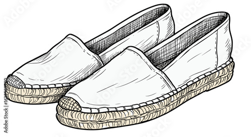 White espadrille shoes hand-drawn sketch  vector illustration on transparent background  