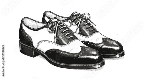 Black and white hand-drawn sketch vector illustration of classic dress shoes illustration on transparent background    
