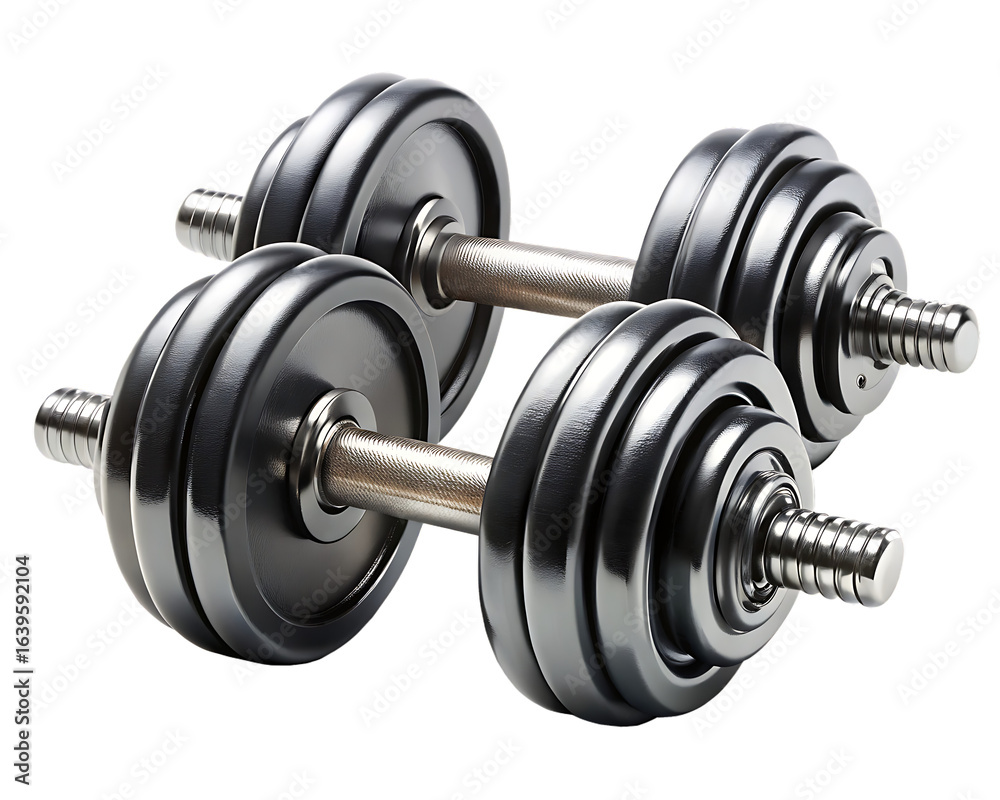 Naklejka premium pair of gym dumbbells isolated on white background PNG , AI GENERATED