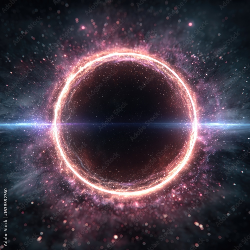 Fototapeta premium Abstract Cosmic Ring with Neon Glow and Shimmering Particles