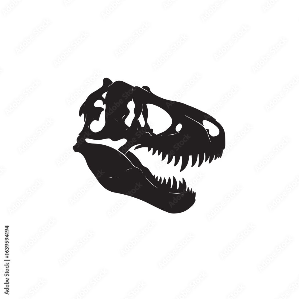 Fototapeta premium Vector silhouette of a dinosaur head fossil