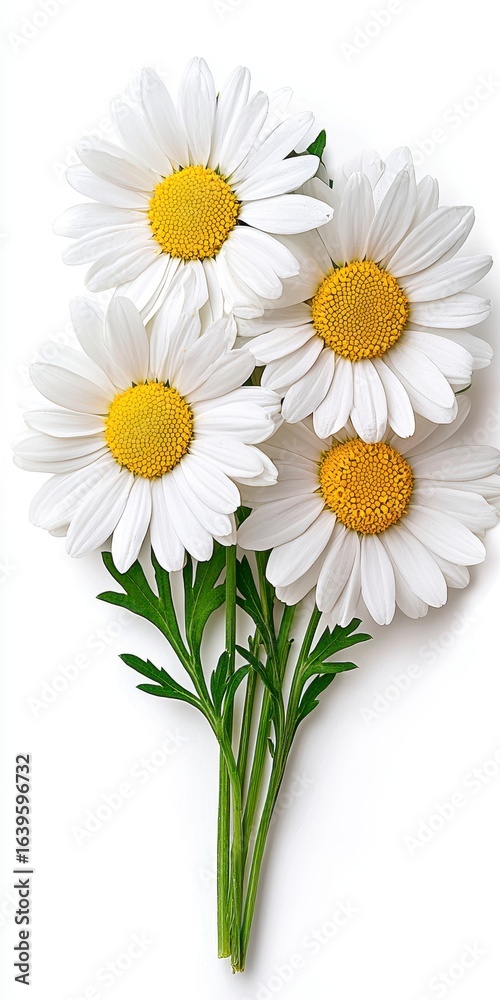 Obraz premium Close up of White Daisies Bouquet on White Background, Generative AI
