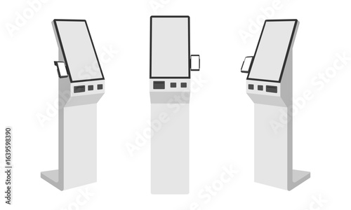 self service kiosk set vector illustration isolated on white background.