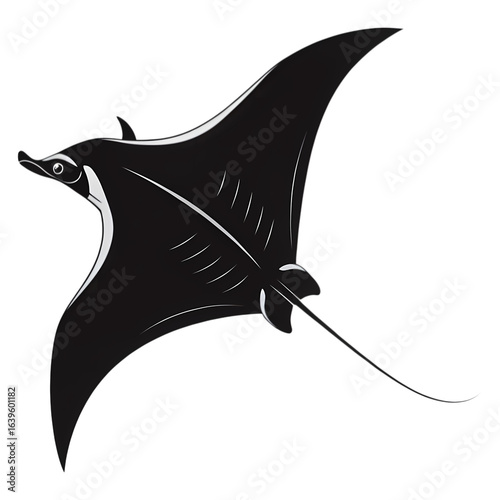 Elegant Silhouette of a Manta Ray in Oceanic Setting