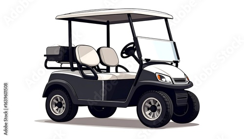 White golf cart illustration