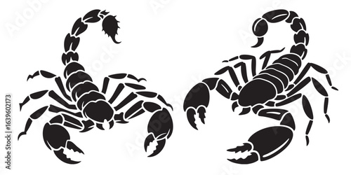 black and white set of a scorpion