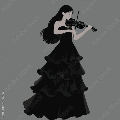 girl playing violin vector illustration 