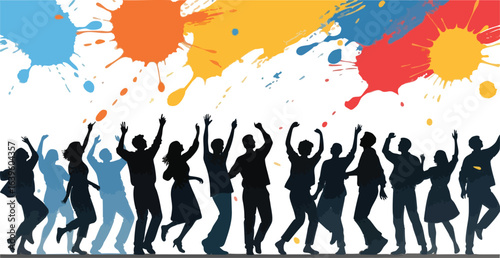 vector illustration of a colorful abstract background people dancing in joy