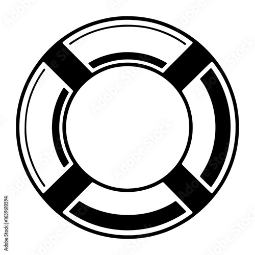 Black and white life preserver ring buoy safety equipment