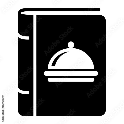 Black Cookbook With Food Cloche Icon recipe book cooking