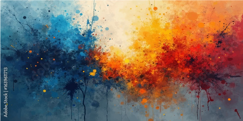 Abstract grunge texture background with fiery orange red yellow flame and smoky vintage design pattern