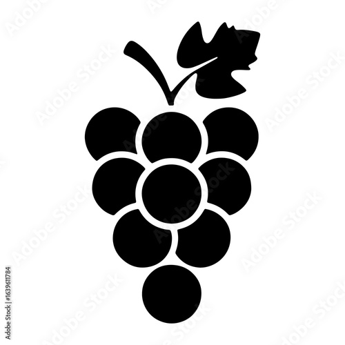 Black grape cluster with leaf fruit food