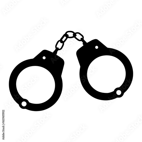Black handcuffs connected by chain metal restraint