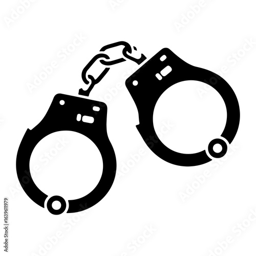 Black Handcuffs Linked by Chain metal restraint