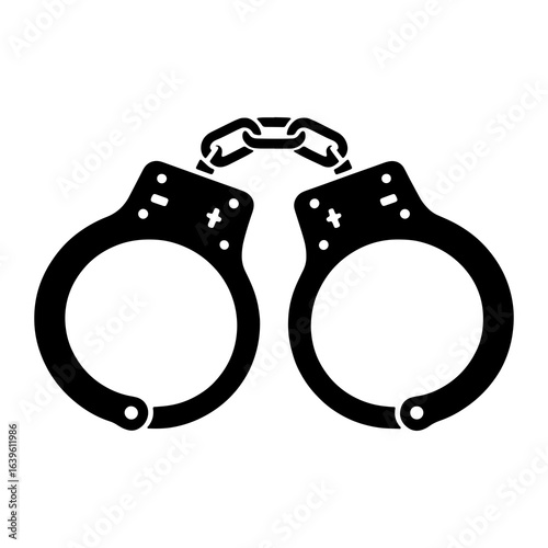 Black handcuffs linked together metal chain