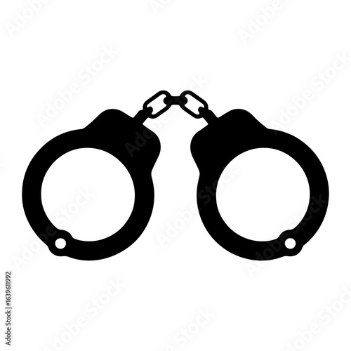 Black handcuffs linked together metal chain