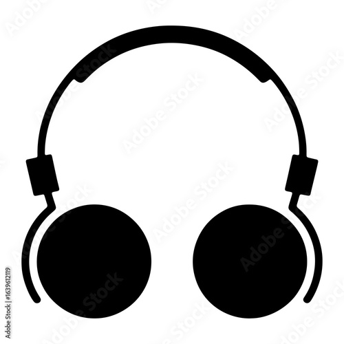 Black headphones on white audio music