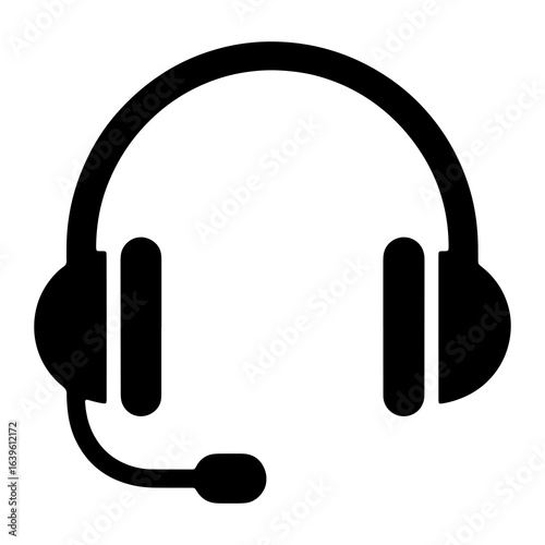 Black headset with microphone audio communication