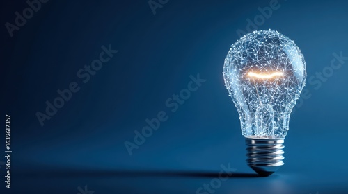 A glowing lightbulb on a blue background, representing innovation, ideas, and creativity in a digital or technological context.