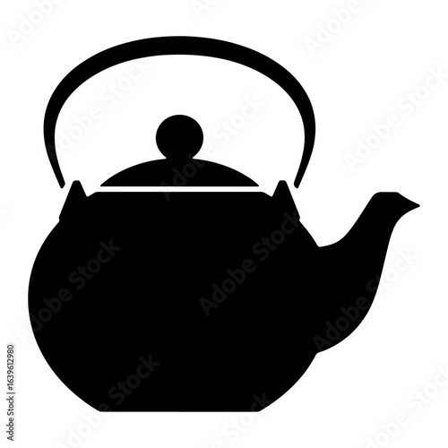 Black kettle with handle and spout teapot white