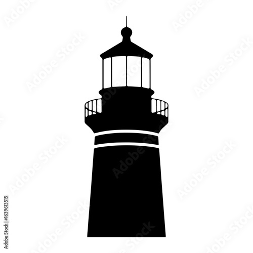 Black lighthouse silhouette maritime navigation