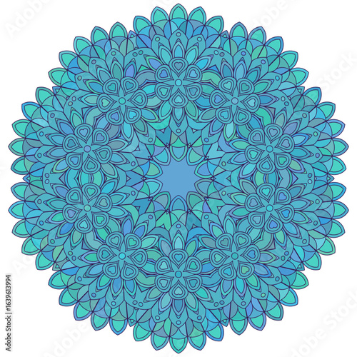 Asian colorful floral mandala. Vector ethnic circular ornament. Stylish design in vivid shades