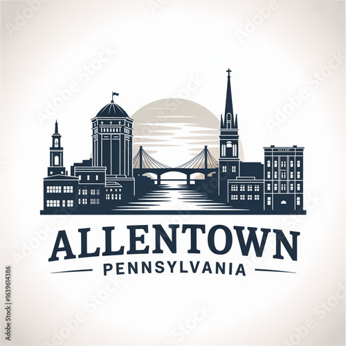 Wallpaper Mural Allentown Skyline Silhouette — A Historic Industrial City in Eastern Pennsylvania Vector Illustration Torontodigital.ca