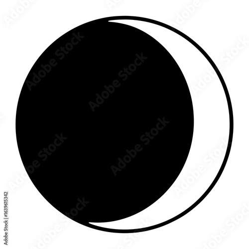 Crescent moon phase black and white celestial night