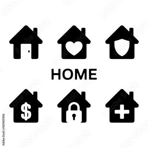 Home icons with symbols house door