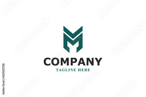 letter m double arrow and warrior helmet logo