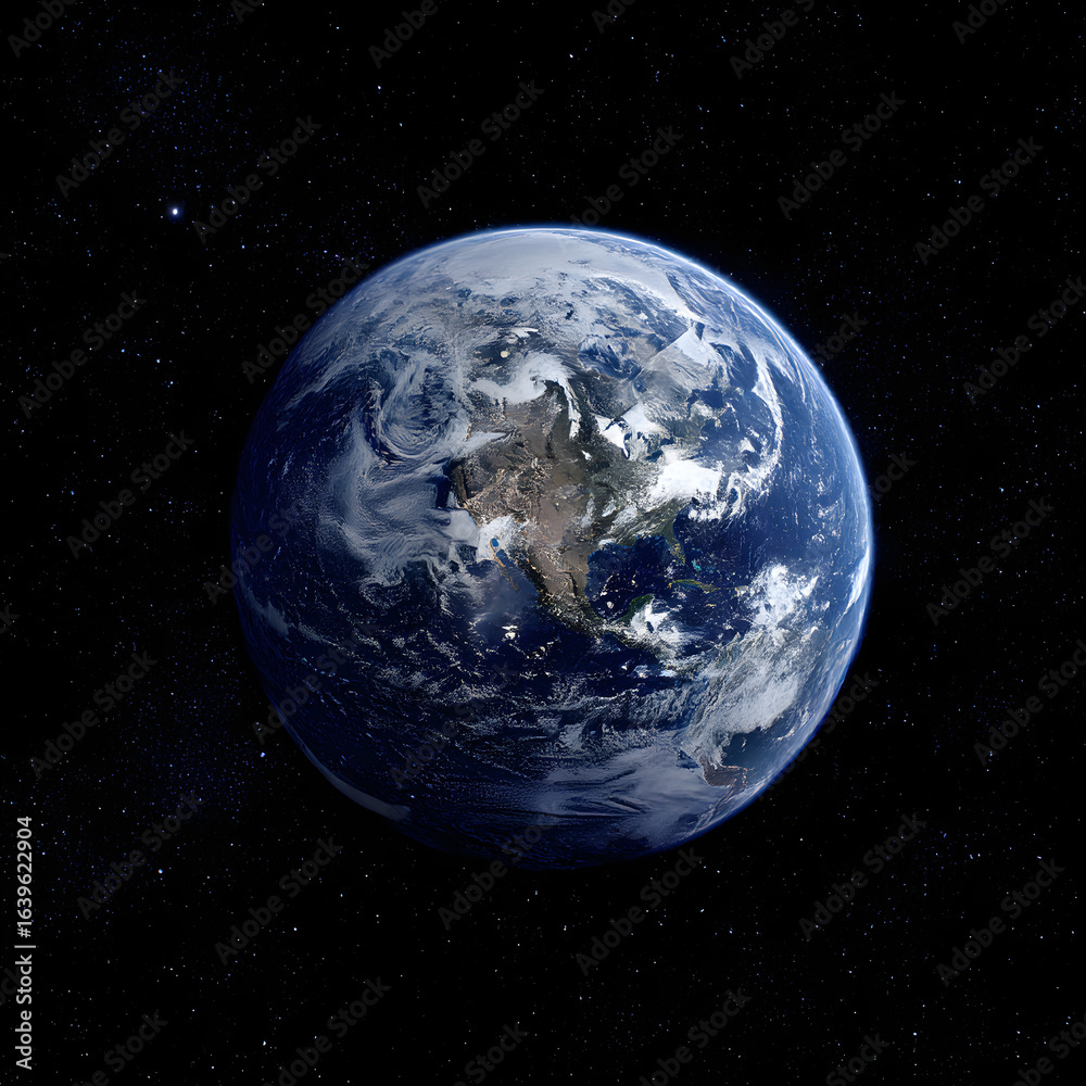 Fototapeta premium Planet Earth viewed from space with North and South America visible