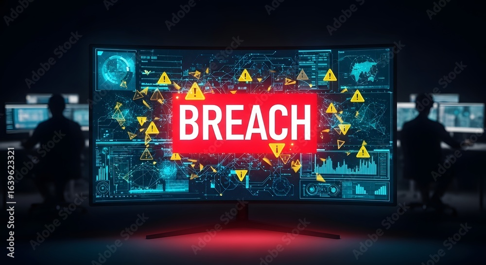 Fototapeta premium Cybersecurity Breach Alert