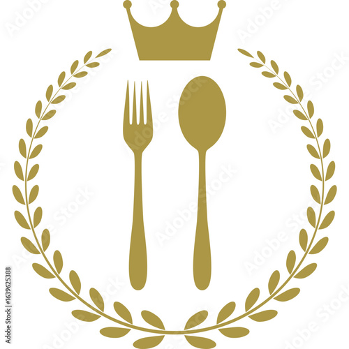 Simple graphic icon of a meal in a bowl with a fork, representing healthy eating, diet, and nutrition concepts. A minimalist illustration for food-related designs.