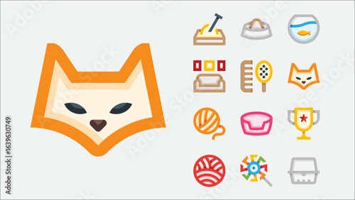 Cat Elements Color Flat Icons