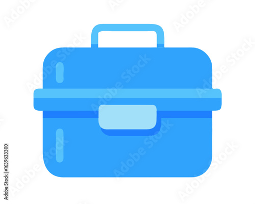 A simple blue lunchbox illustration, a portable food container for school or work, isolated.ai