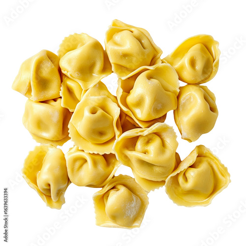 Delicious golden tortellini pasta Italian food cuisine isolated on transparent background cutout