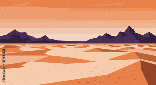 Exploring desert landscapes arid region digital illustration natural environment wide view serenity in nature. Vector illustration