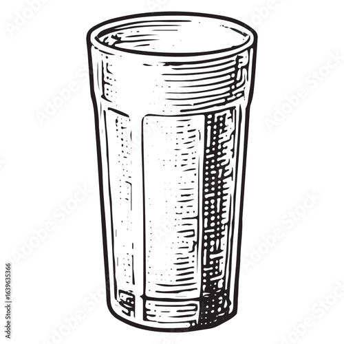 Elegant Black and White Line Art of Highball Glass Tumbler