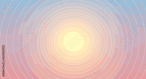 Radiant sunrise over tranquil landscape nature visualization serene environment aesthetic viewpoint. Vector illustration