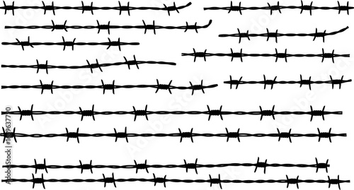 barbed wire logo icon silhouette collection vector art illustration
