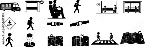 vector set of School days. Pictogram icon set. School children.
