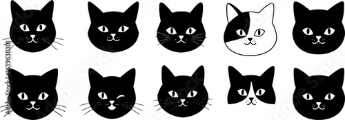 cute cat face line art icons.EPS Vector.