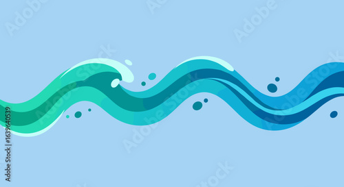Flowing water waves design abstract art visual medium blue color palette aesthetic concept. Vector illustration