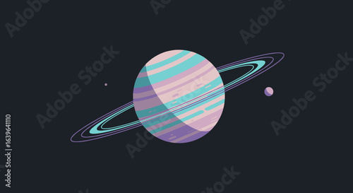 Exploring the mysteries of saturn a stunning visual journey through space digital art cosmic environment aesthetic viewpoint. Vector illustration
