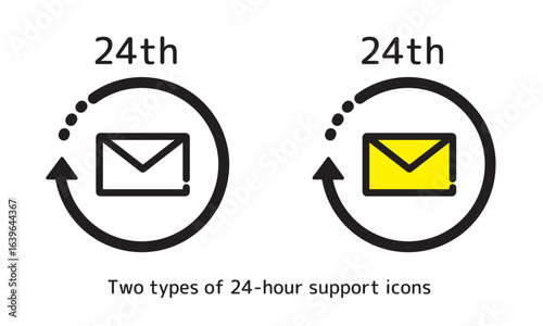 24時間サポートメールサービスのアイコンセット