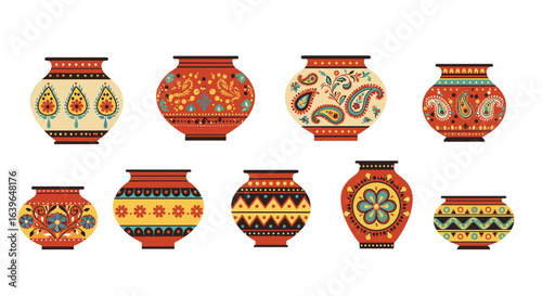 Artisan clay pottery showcase cultural festival digital illustration vibrant atmosphere bird's eye view traditional craft. Vector illustration
