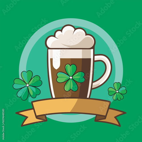 St Patricks Day Celebration with Shamrock Clover Leprechaun and Gold Pot of Luck