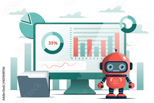 Cryptocurrency mining software, artificial intelligence for e business, ai crypto trading bot flat illustration